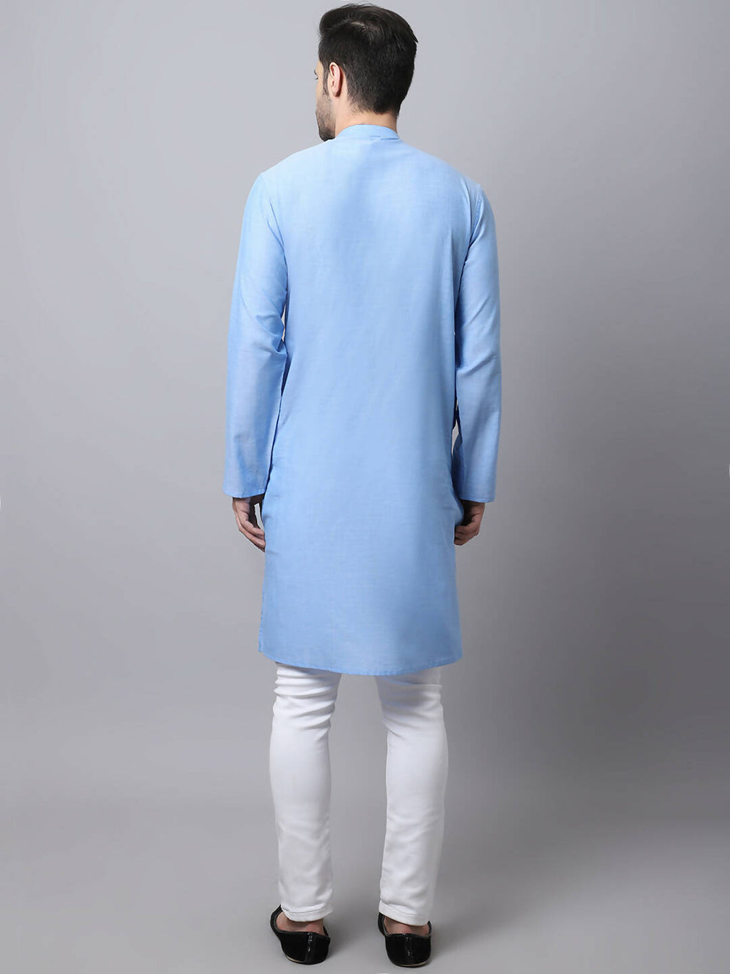 Even Apparels Blue Pure Cotton Men's Kurta With Side Placket (MMS503)