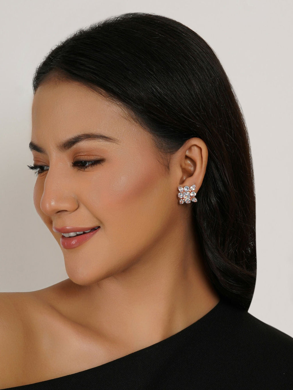stone stud (Rose gold) - Ruby Raang