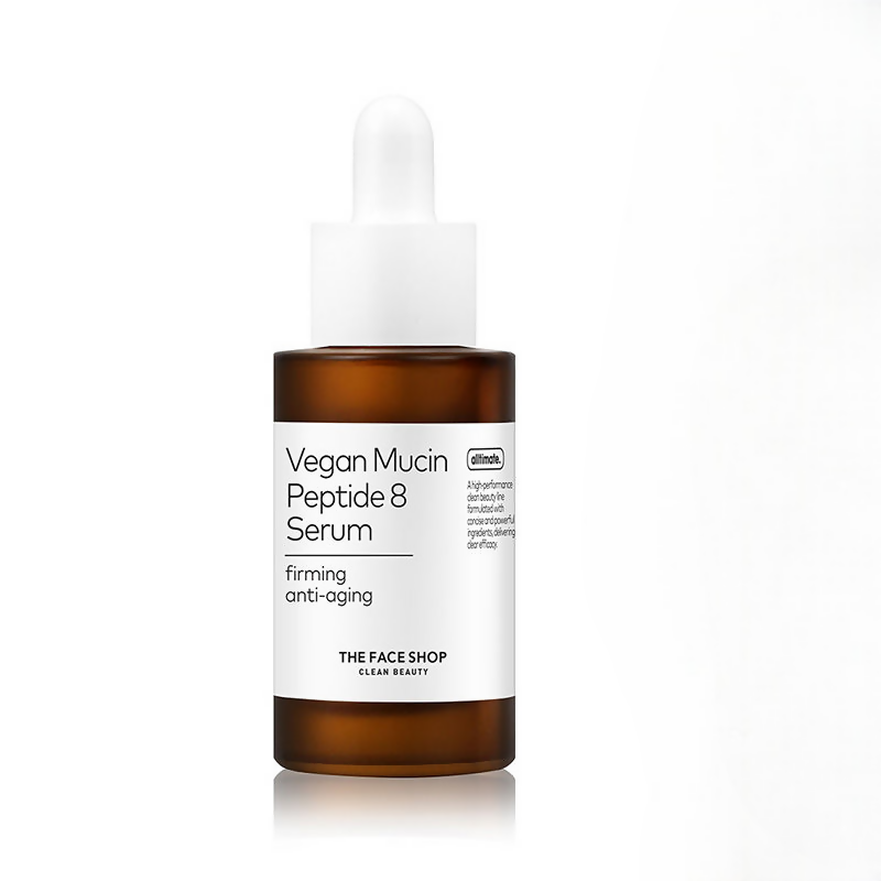 The Face Shop Alltimate Vegan Mucin Peptide 8 Serum - No Snails, Korean, Anti Aging, Hydrating