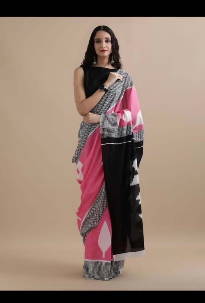 Exclusive Collection White Black Beautiful Mulmul Cotton Saree