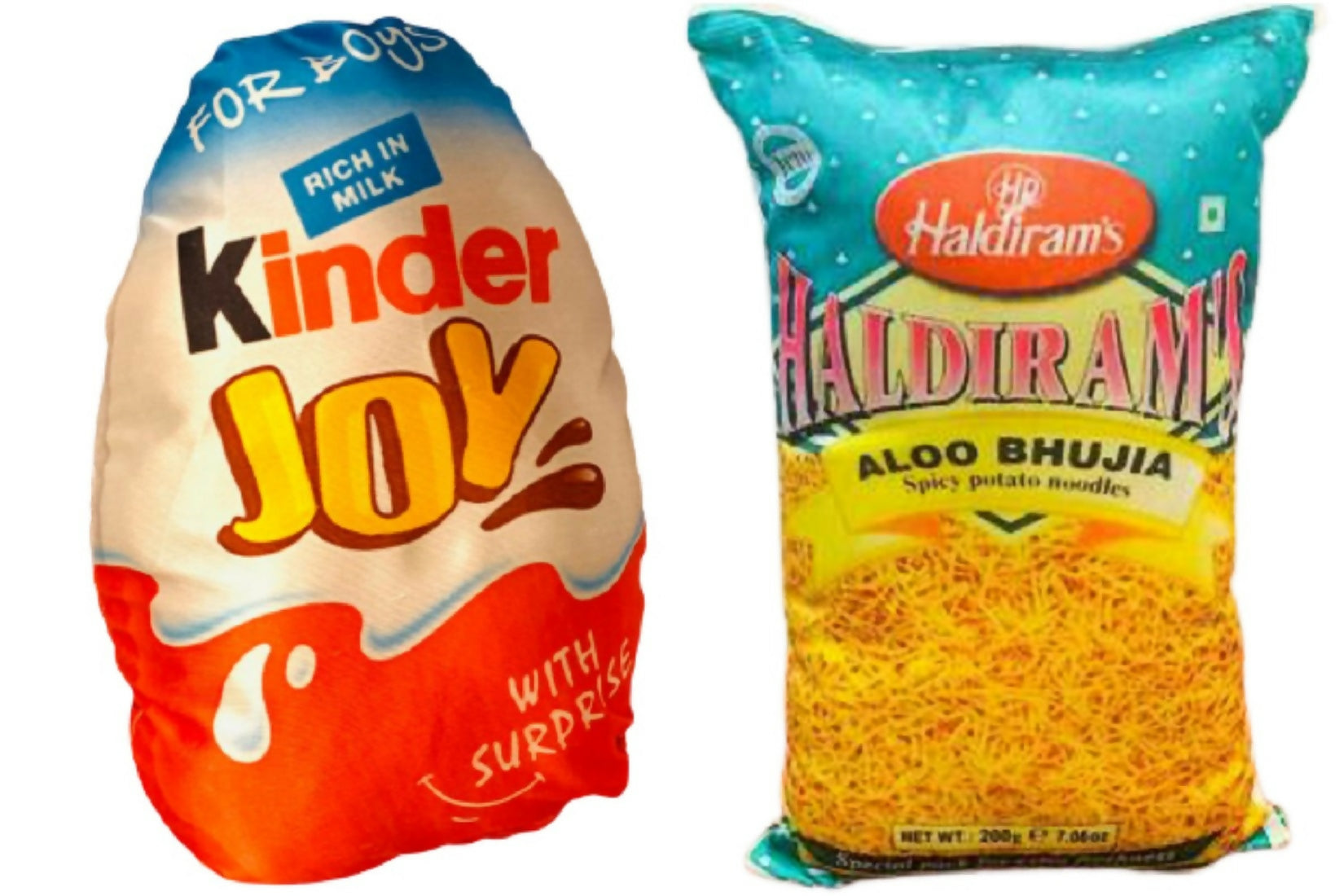 Unique Fashion Pack of 2 Microfibre Filled Reversible Cushion For Kids - Kinder Joy And Haldiram
