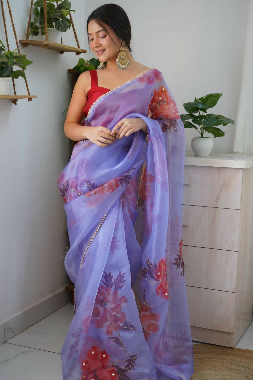 Vamsee Blue Organza Saree