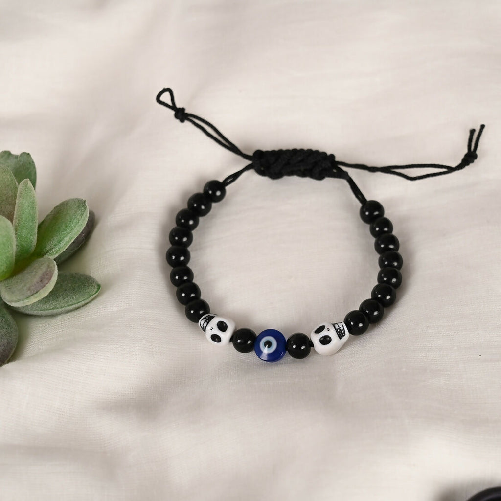 NVR Men & Women Black Evil Eye Adjustable Bracelet