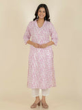 Aramya Straight Soft Cotton Floral Print Women's Kurta - White