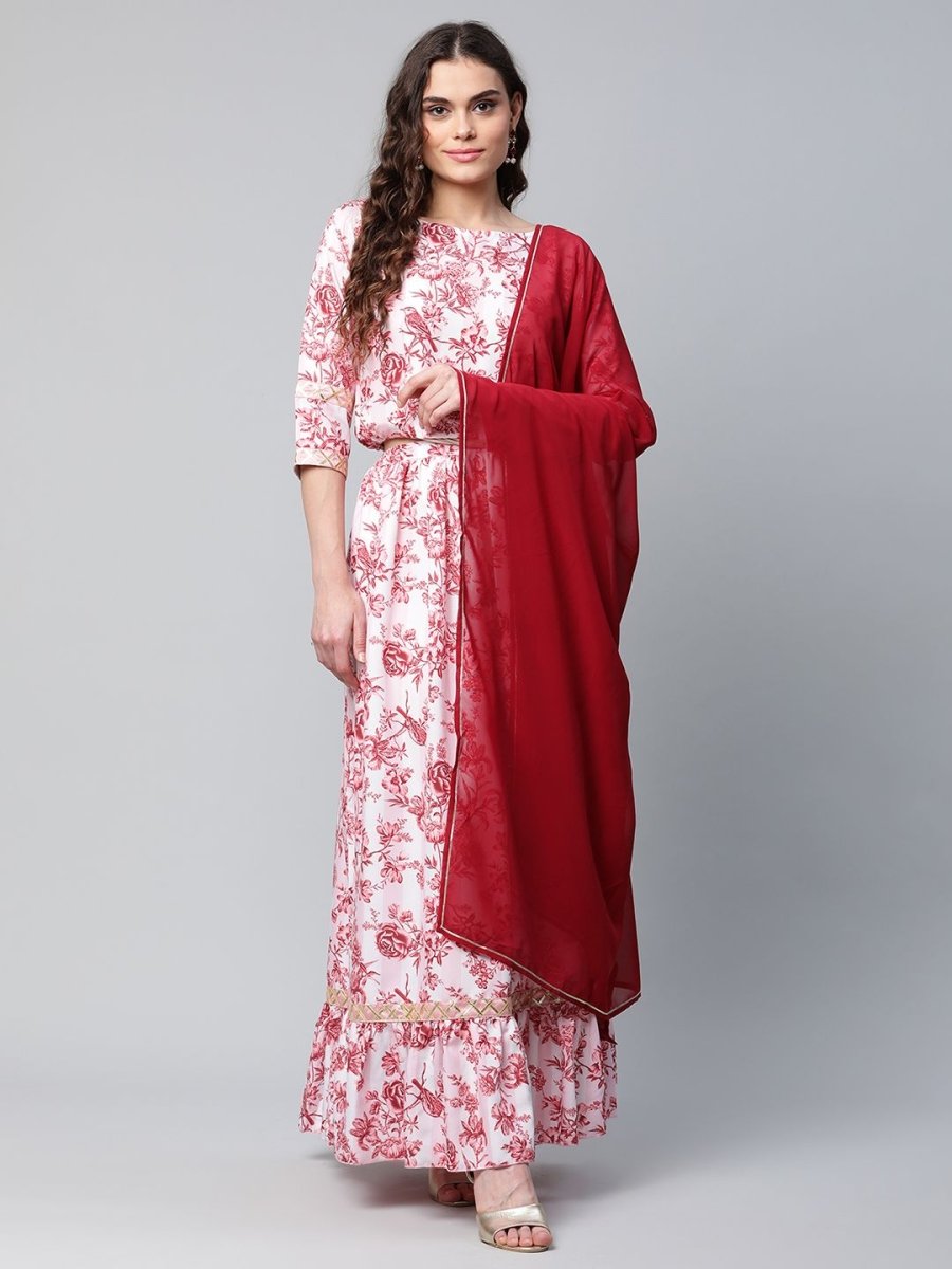 Ahalyaa Women Rayon Pretty Pink Printed Ready to Wear Lehenga Choli with Dupatta