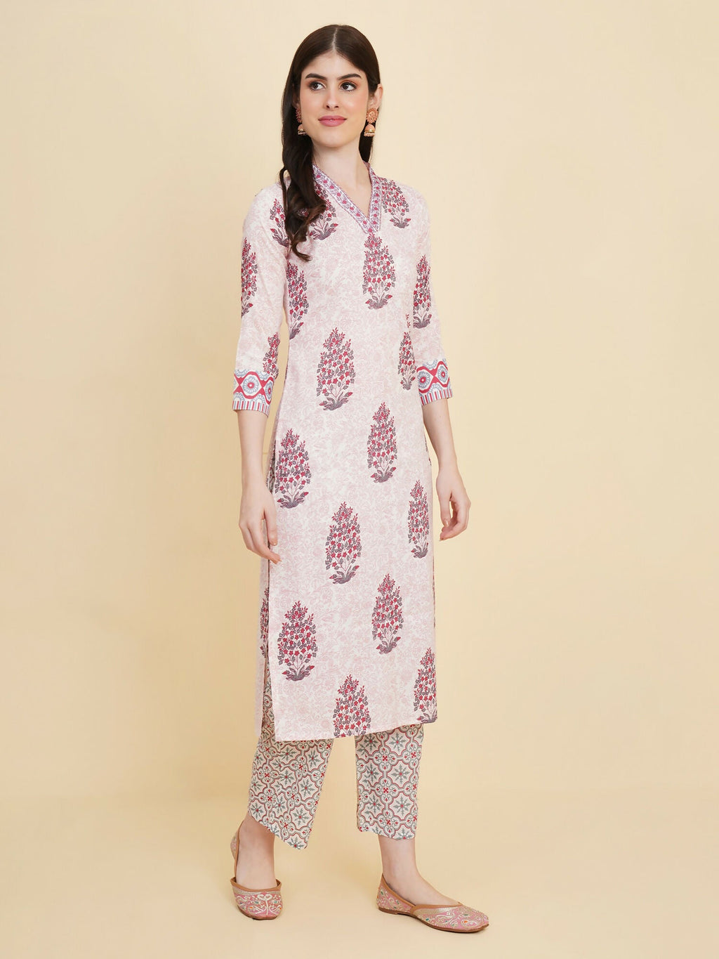 Designer Stylish White Cotton Stitched Suit With Dupatta - Tanisha
