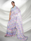 Blue Georgette Sequence Embroidery Saree With Unstitched Blouse Piece - Rajal