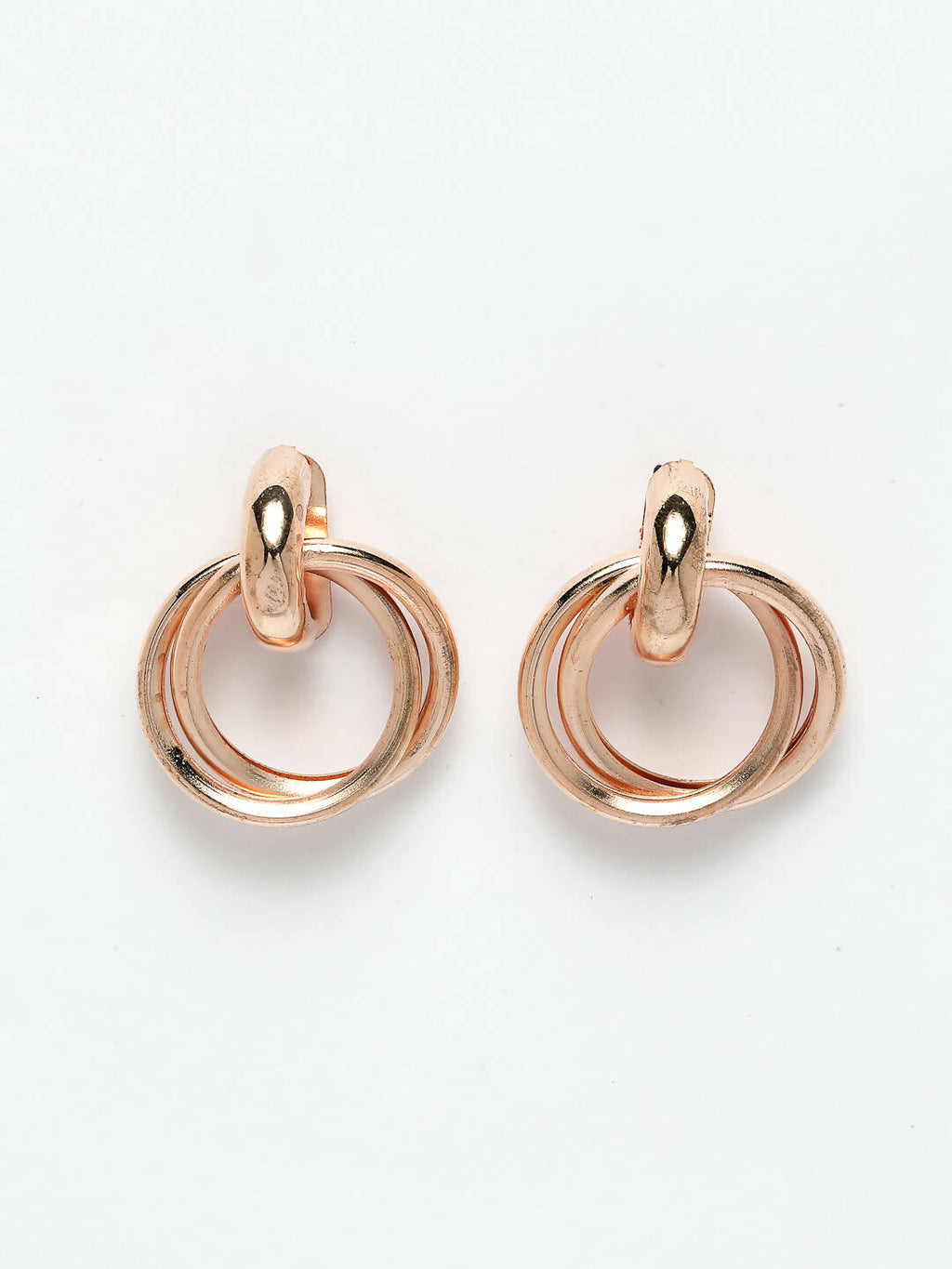 NVR Women's Western Gold-Polished Circular Metal Hoop Earrings