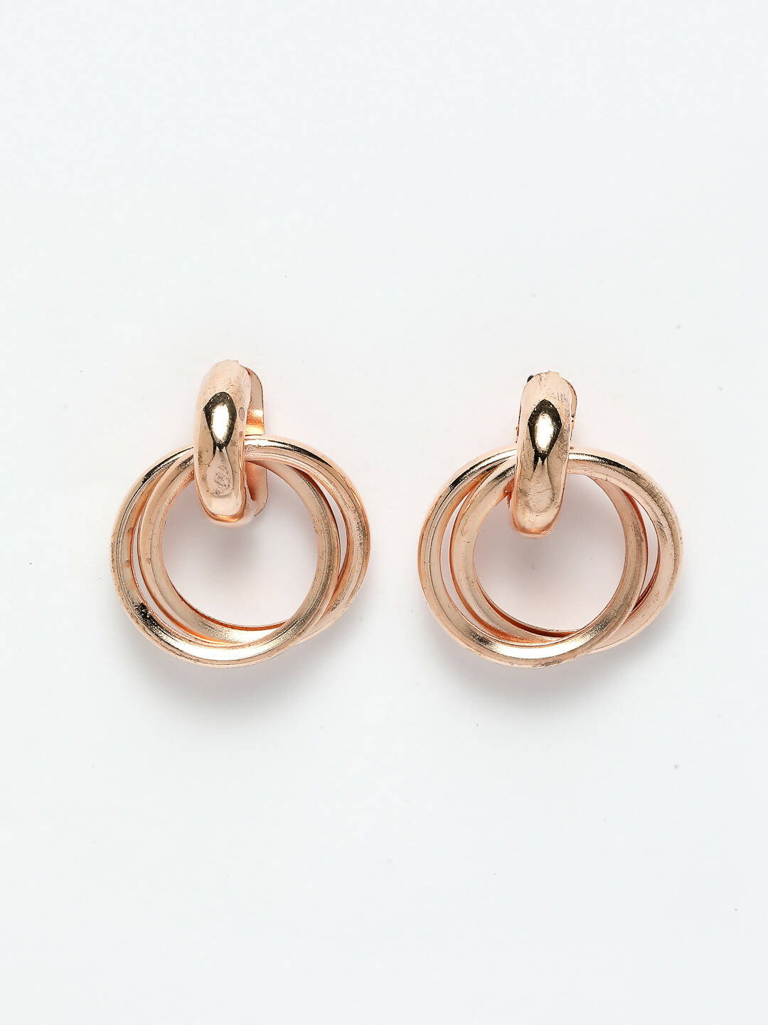 NVR Women's Western Gold-Polished Circular Metal Hoop Earrings