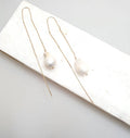 Bling Accessories Baroque Pearl Fine Chain Drop Earrings