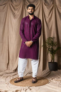 Wine Rayon Thread Embroidery Work Kurta Set - Mahotsav