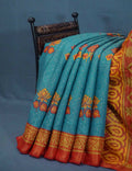 Sea Blue And Orange Cotton Brasson Saree For Office/Regular Wear By Gayathri Reddy Designer Studio