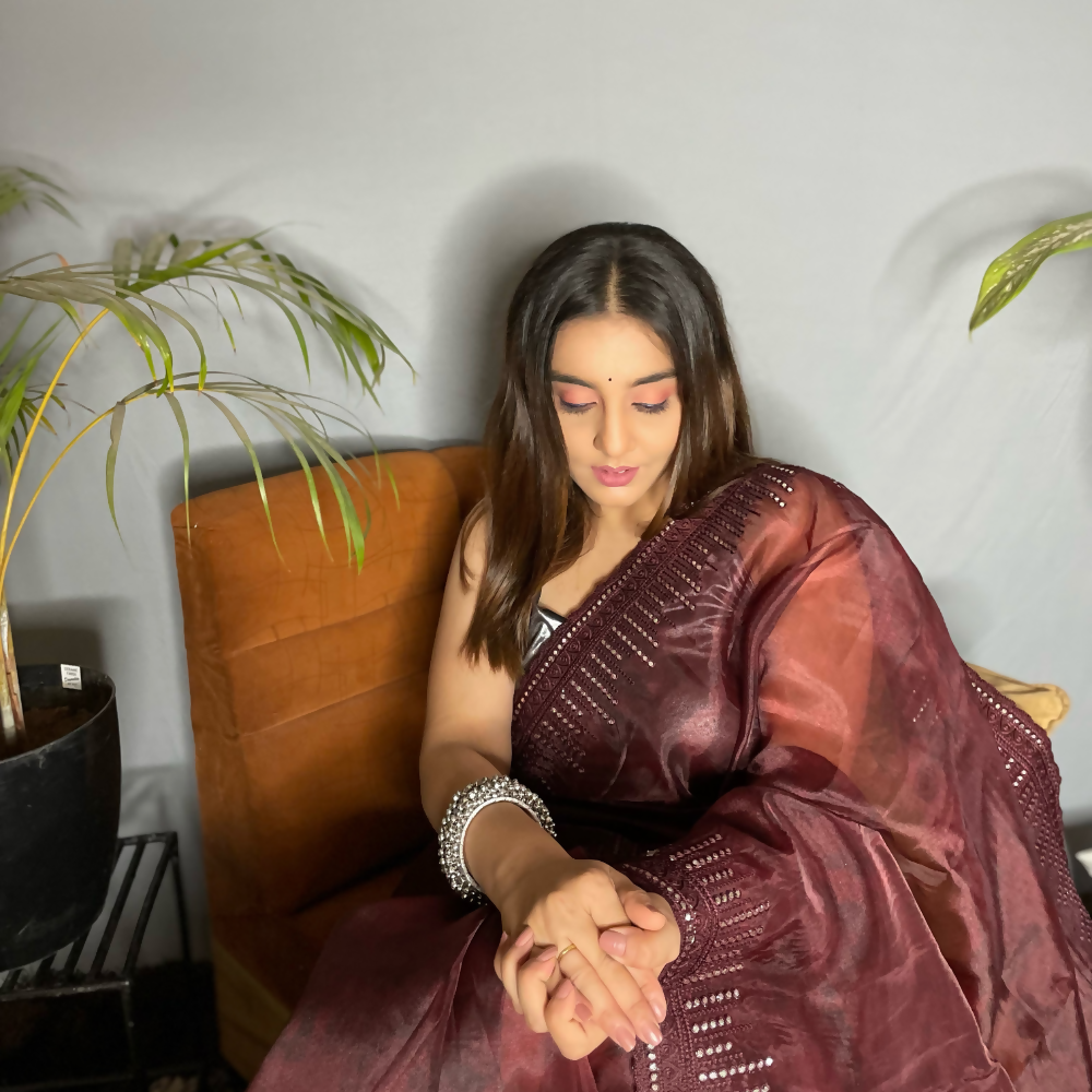 Vamsee Rinkle-Gotta Rama Organza Saree