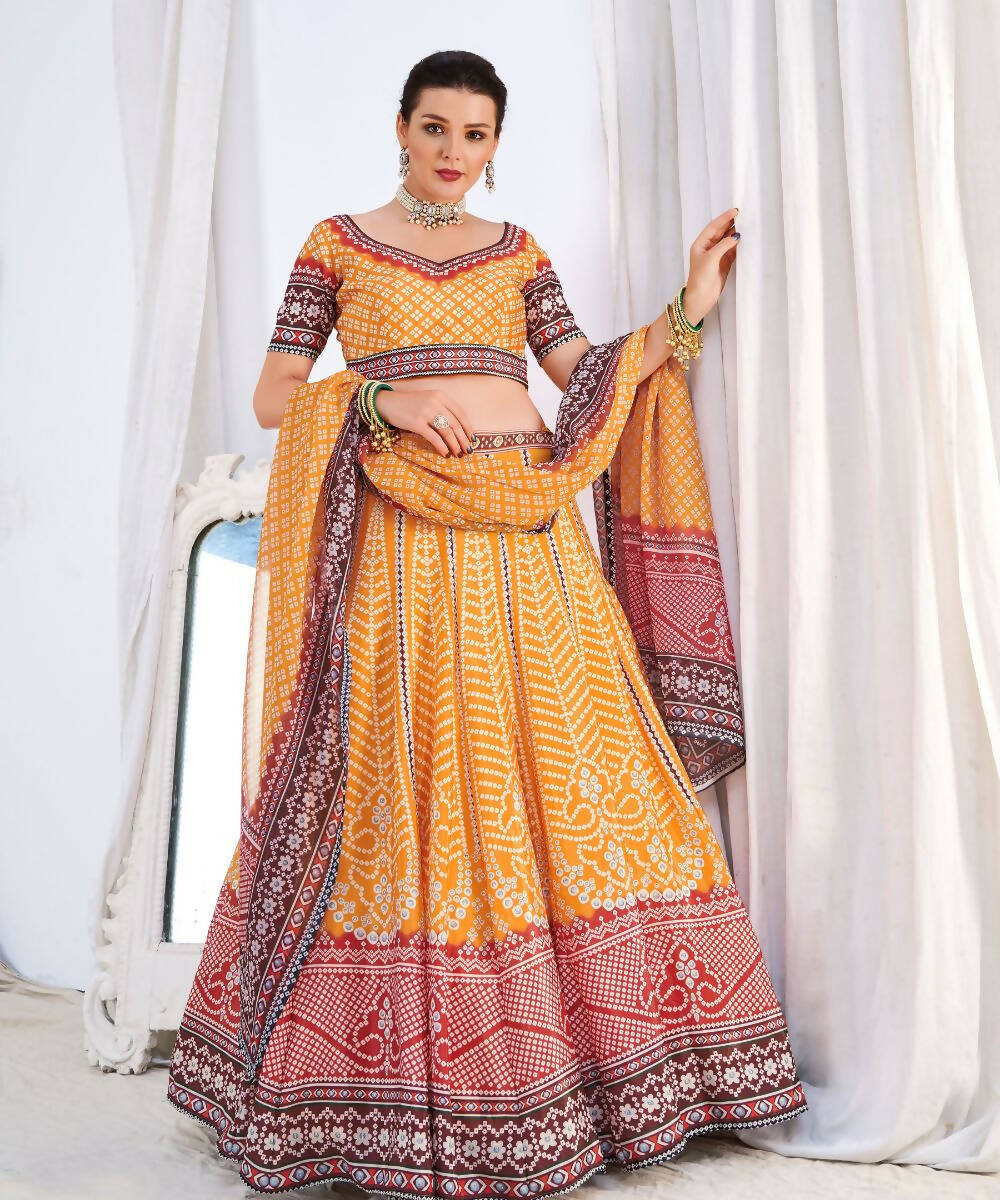 Wedding Designer Yellow Chinon Lehengha Choli - Anbazaar