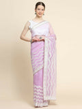 Vamsee Banno Lehriya Lavender Organza Saree