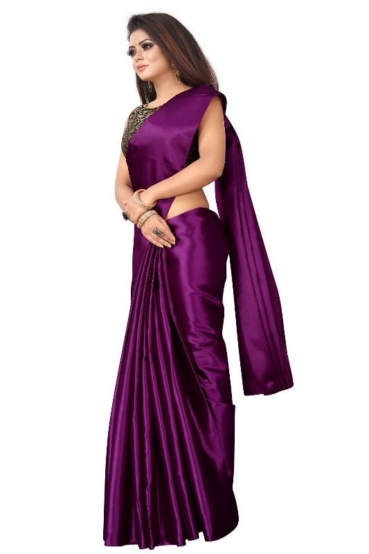 Vamika Violet Satin Designer Saree (PAVITRA WINE)