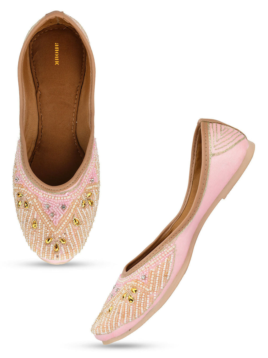Desi Colour Women Indian Ethnic Footwear-Pink Pearl
