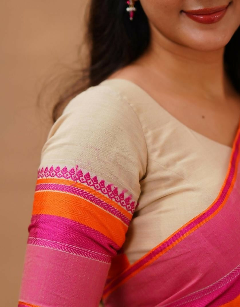 Exclusive Collection Beige Beautiful Khadi Cotton Handloom Saree
