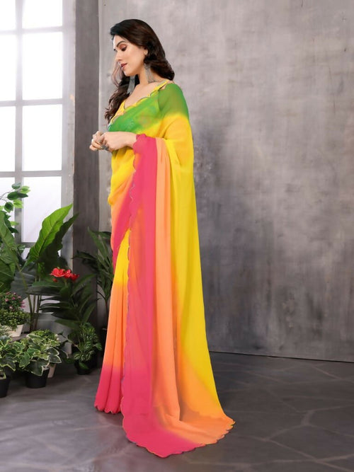 Aafreen Partywear Designer Multi Georgette Fancy Saree