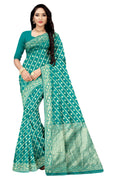 Vamika Weaving Banarasi Jacquard Rama Green Saree