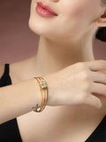 NVR Women's Gold-Polished CZ Stone-Studded Cuff Bracelet