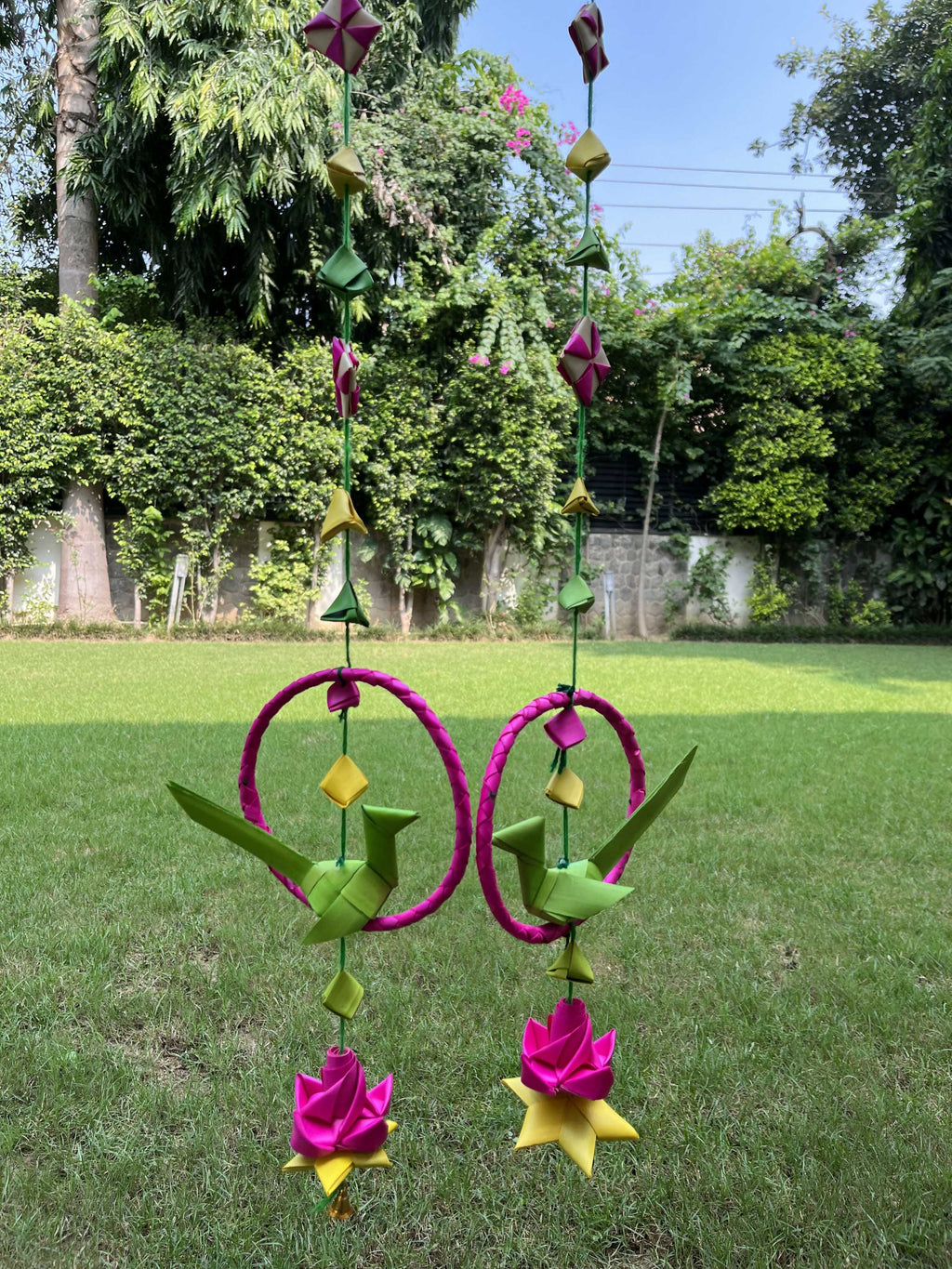 Shuddh Natural Hand Made Palm Leaf Parrot in Ring Hanging