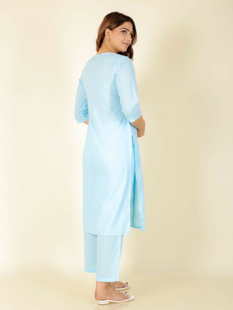 Aramya Panelled Soft Cotton Solid Women's Kurta - Blue