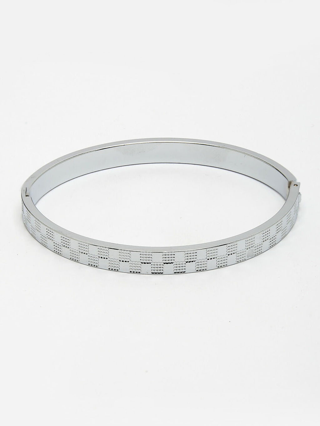 NVR Men's Silver-Plated Stainless Steel Kada Bracelet