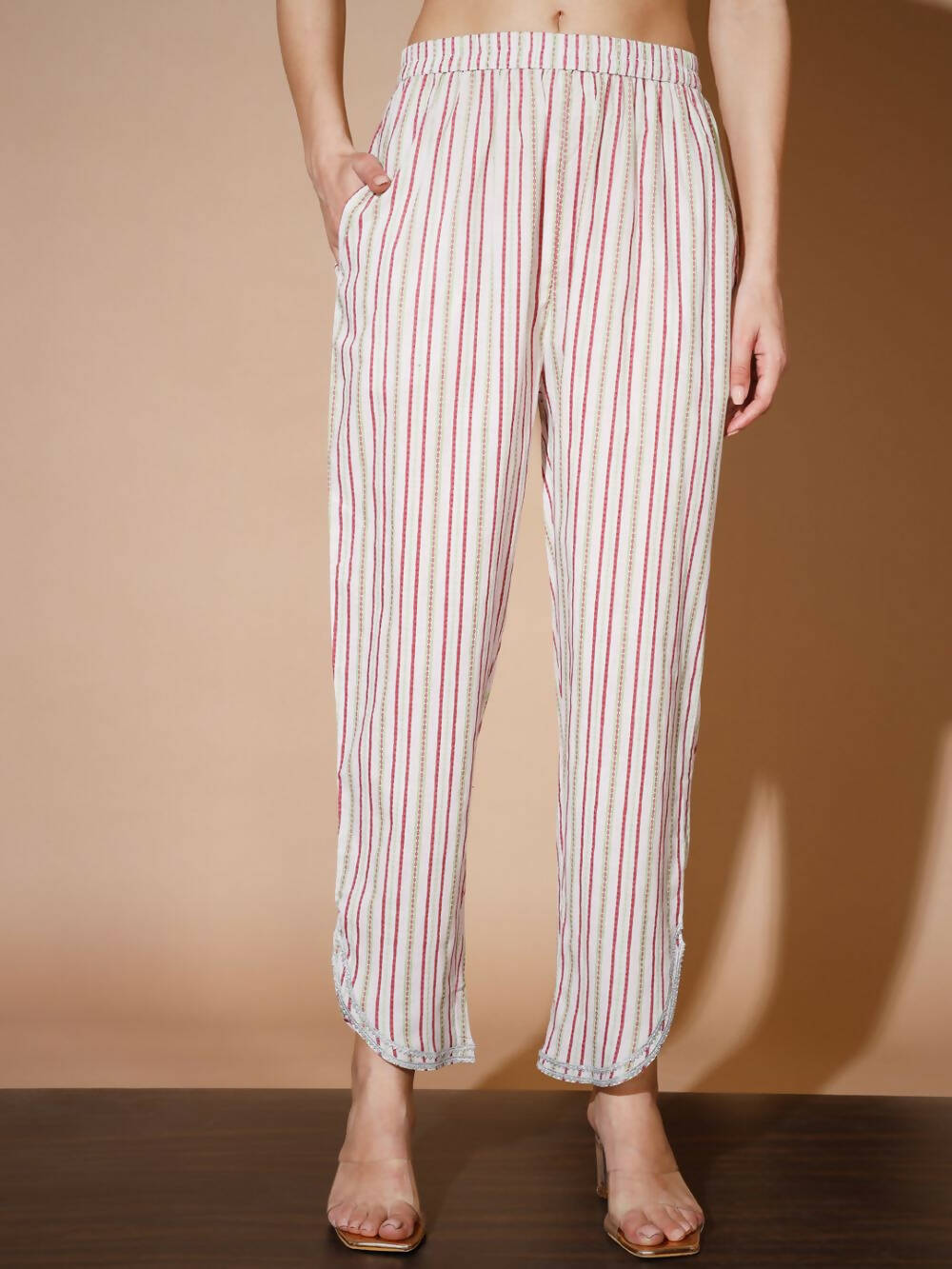 Myshka Women Pink Printed Kurta & Trousers