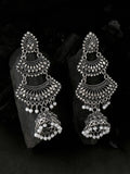 NVR Women Silver Toned Contemporary Jhumka Earrings