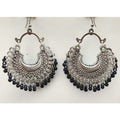 MS Fashion India Half Moon Shape Party Wear Silver Color Black Color Glass Pearls Earrings