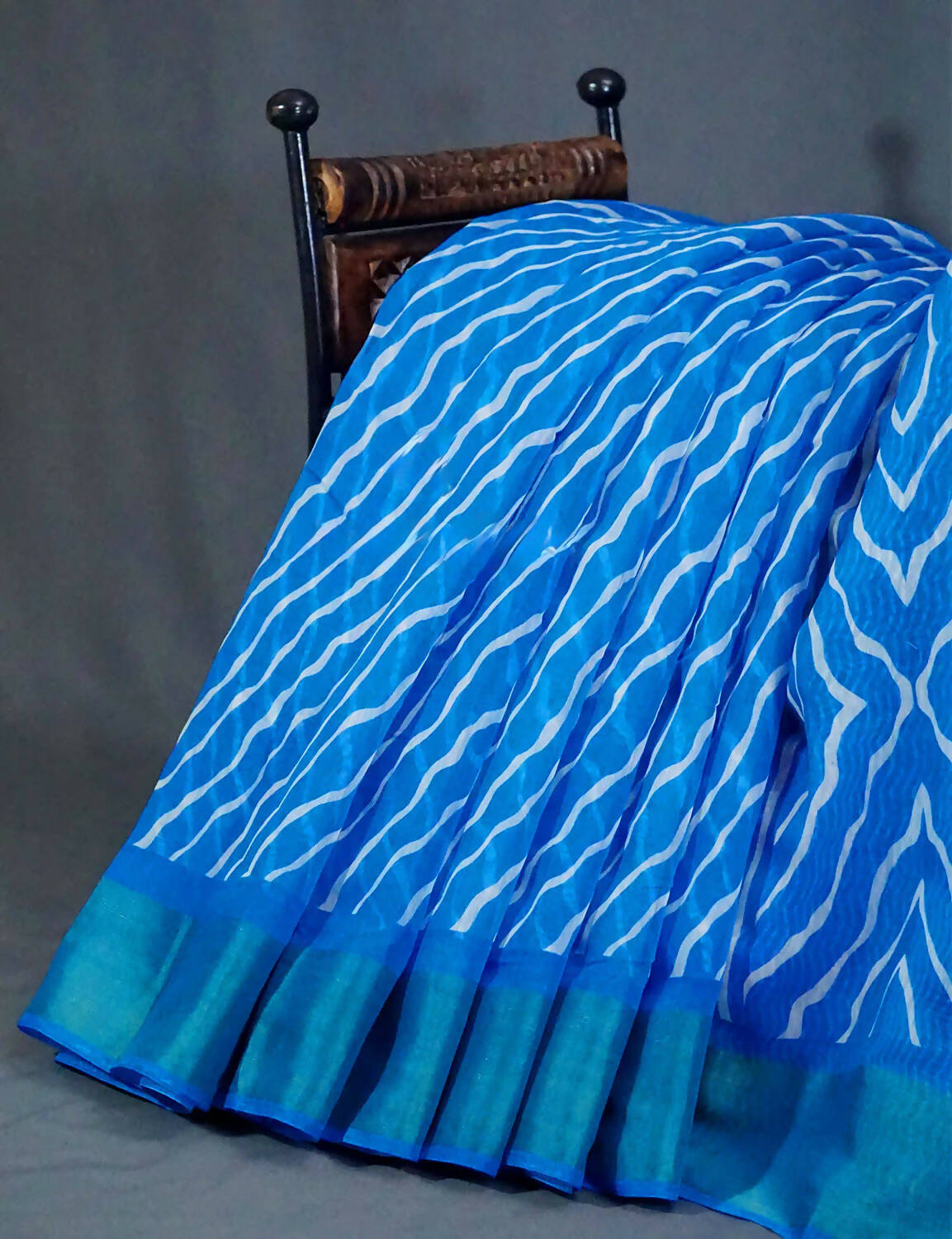 Shades of Blue with Lehariya Design Semi Chanderi Saree By Gayathri Reddy Designer Studio