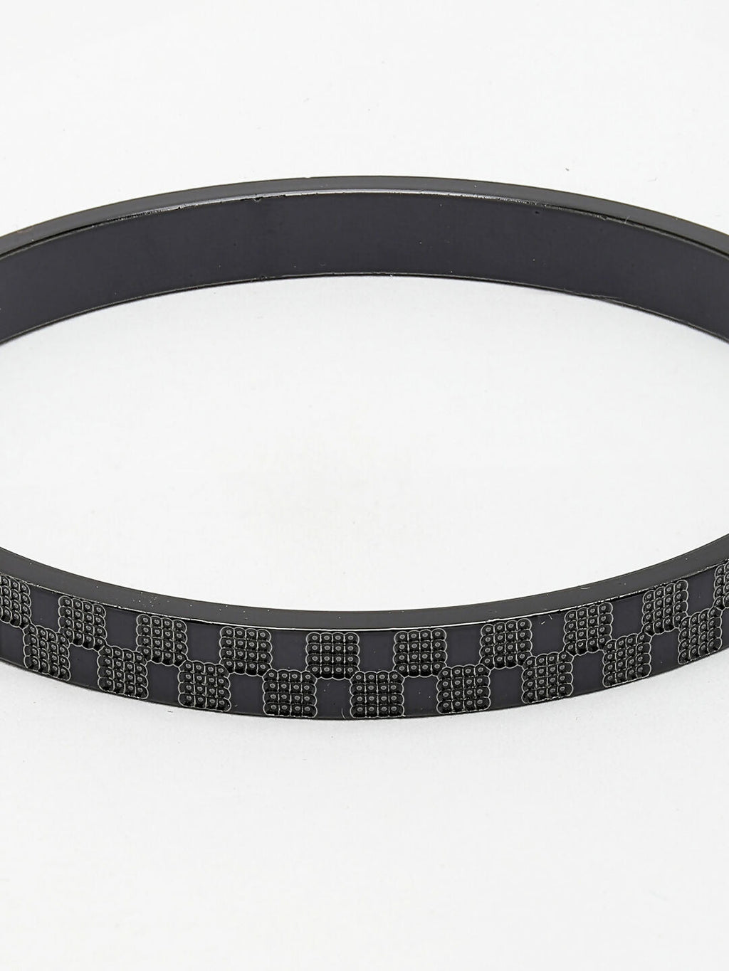 NVR Men's Black Rhodium-Plated Stainless Steel Kada Bracelet