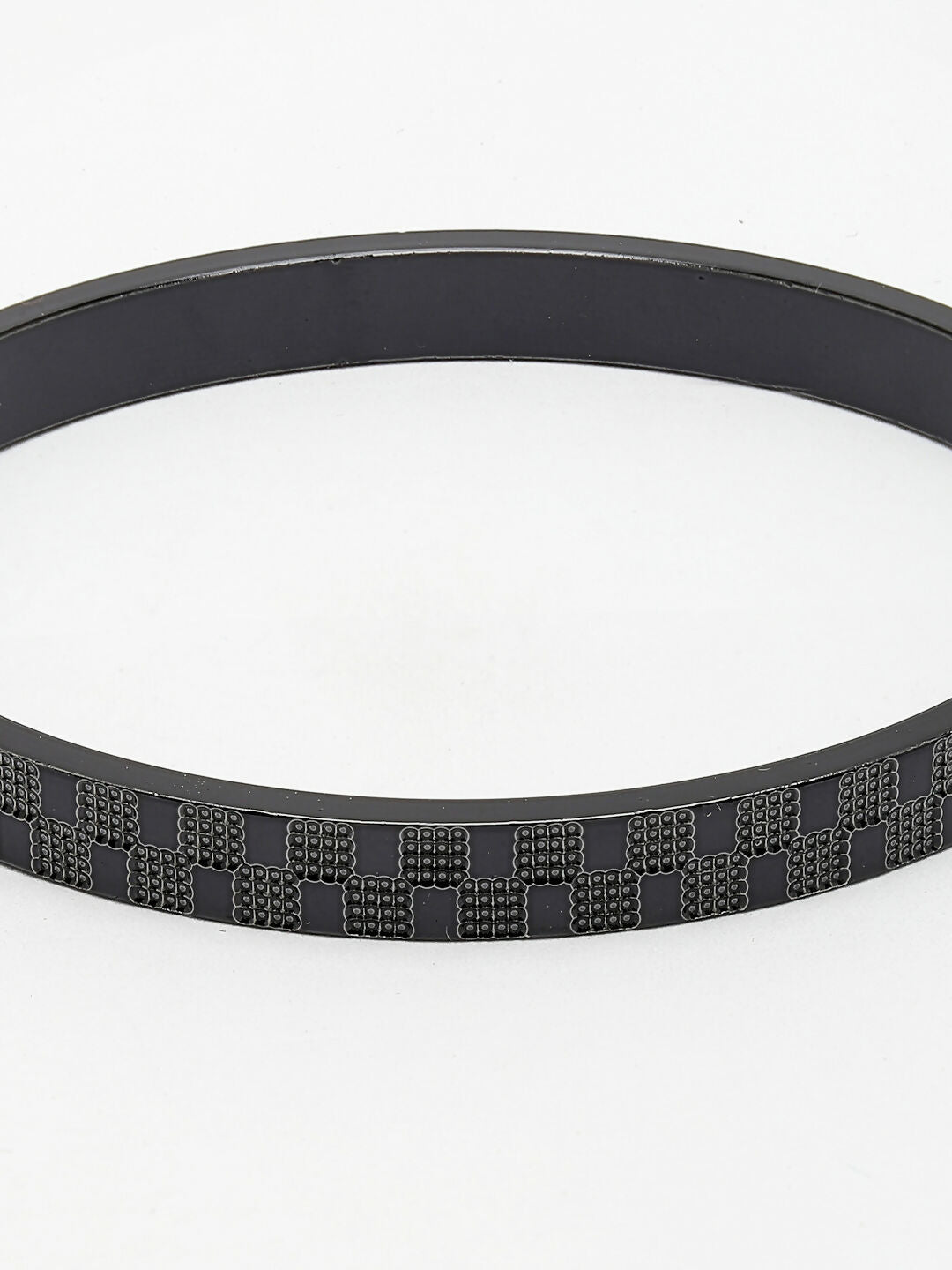 NVR Men's Black Rhodium-Plated Stainless Steel Kada Bracelet