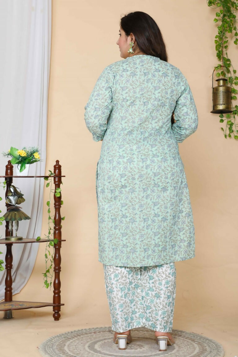 Miravan Women's Plus Size Floral Printed Straight Kurta And Palazzo With Dupatta Set