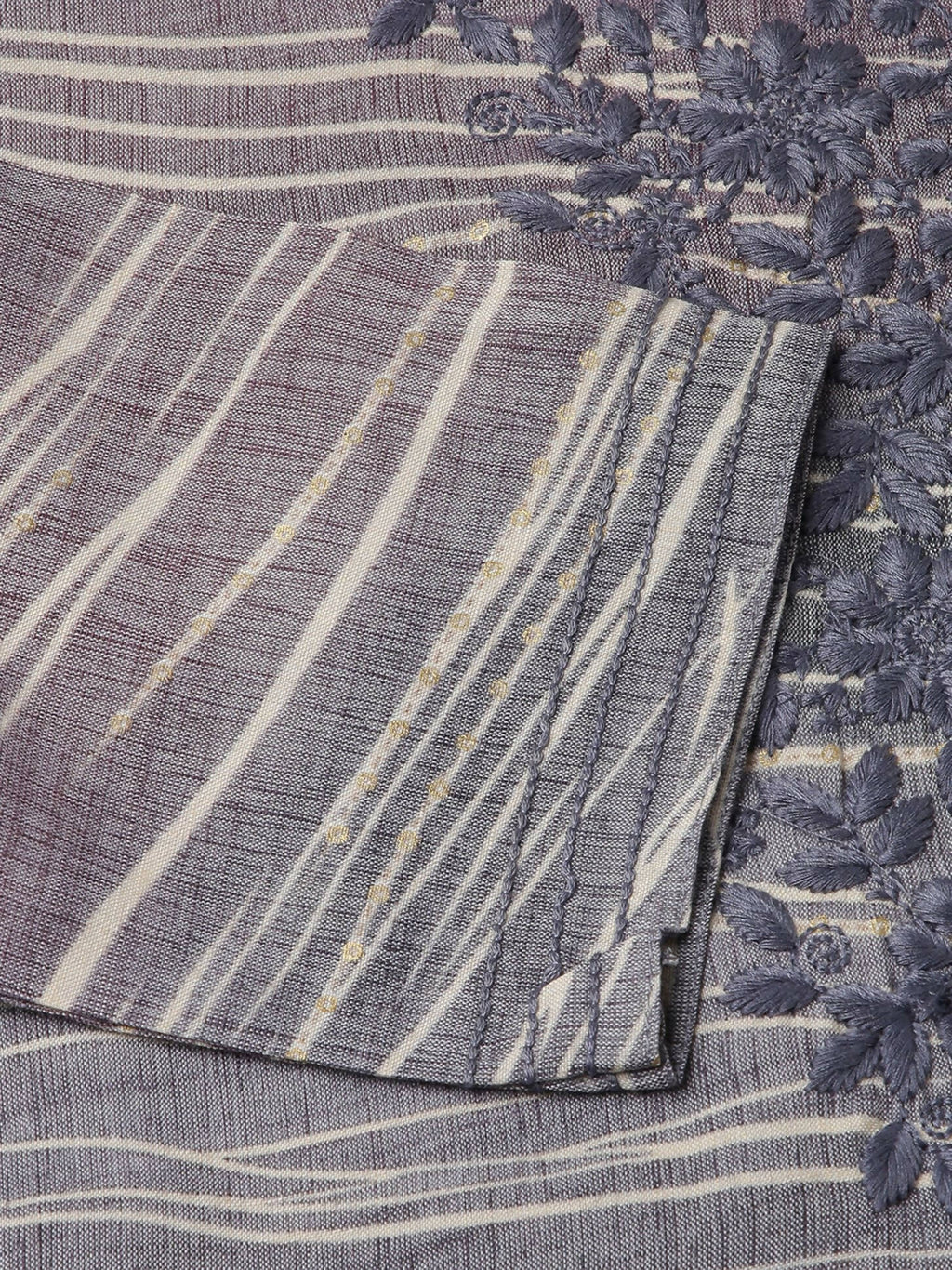 Grey Poly Rayon Stripe Printed Straight Fit Kurta - Prasuti