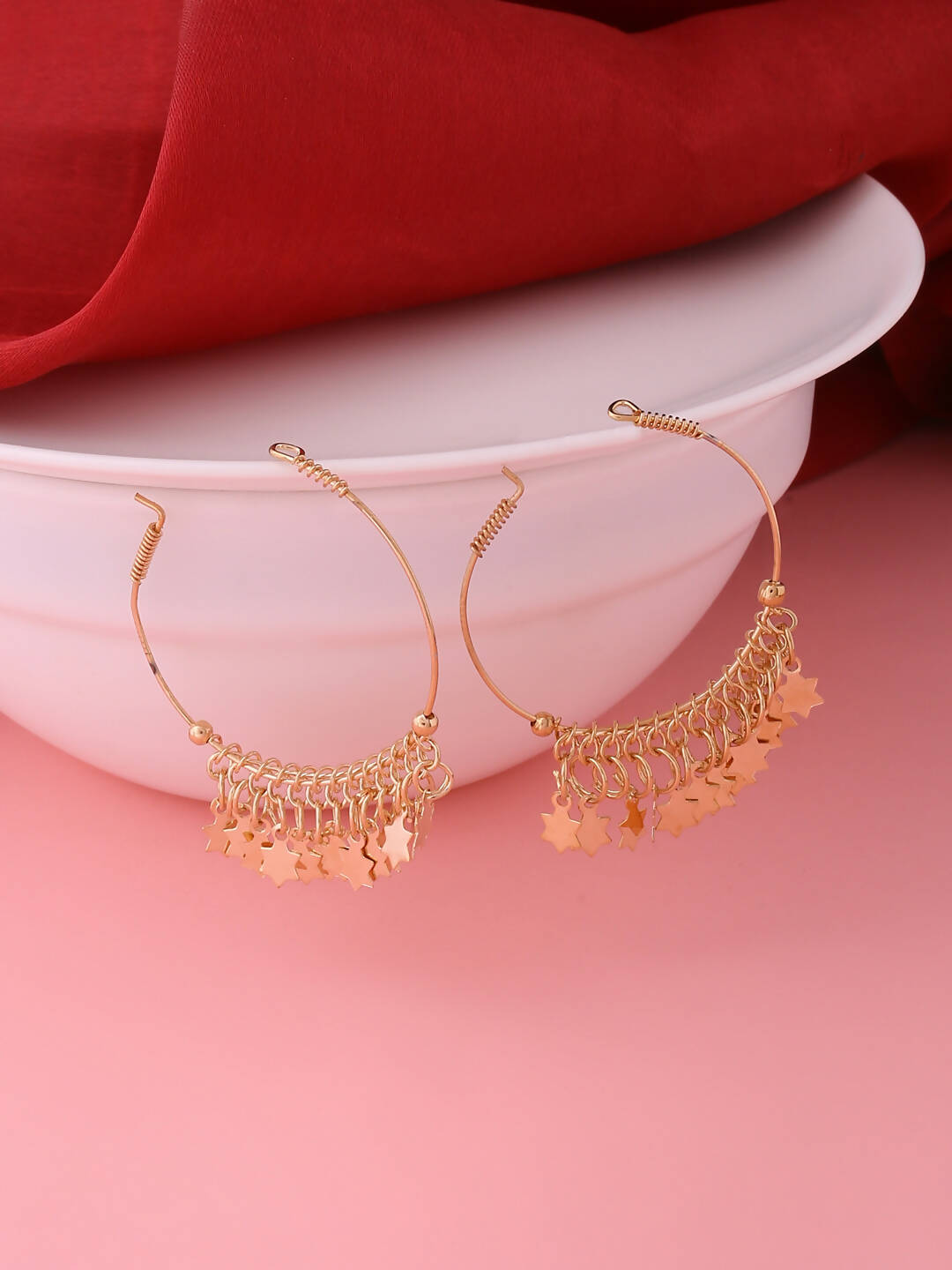NVR Women Gold-Polished Hoop Earrings