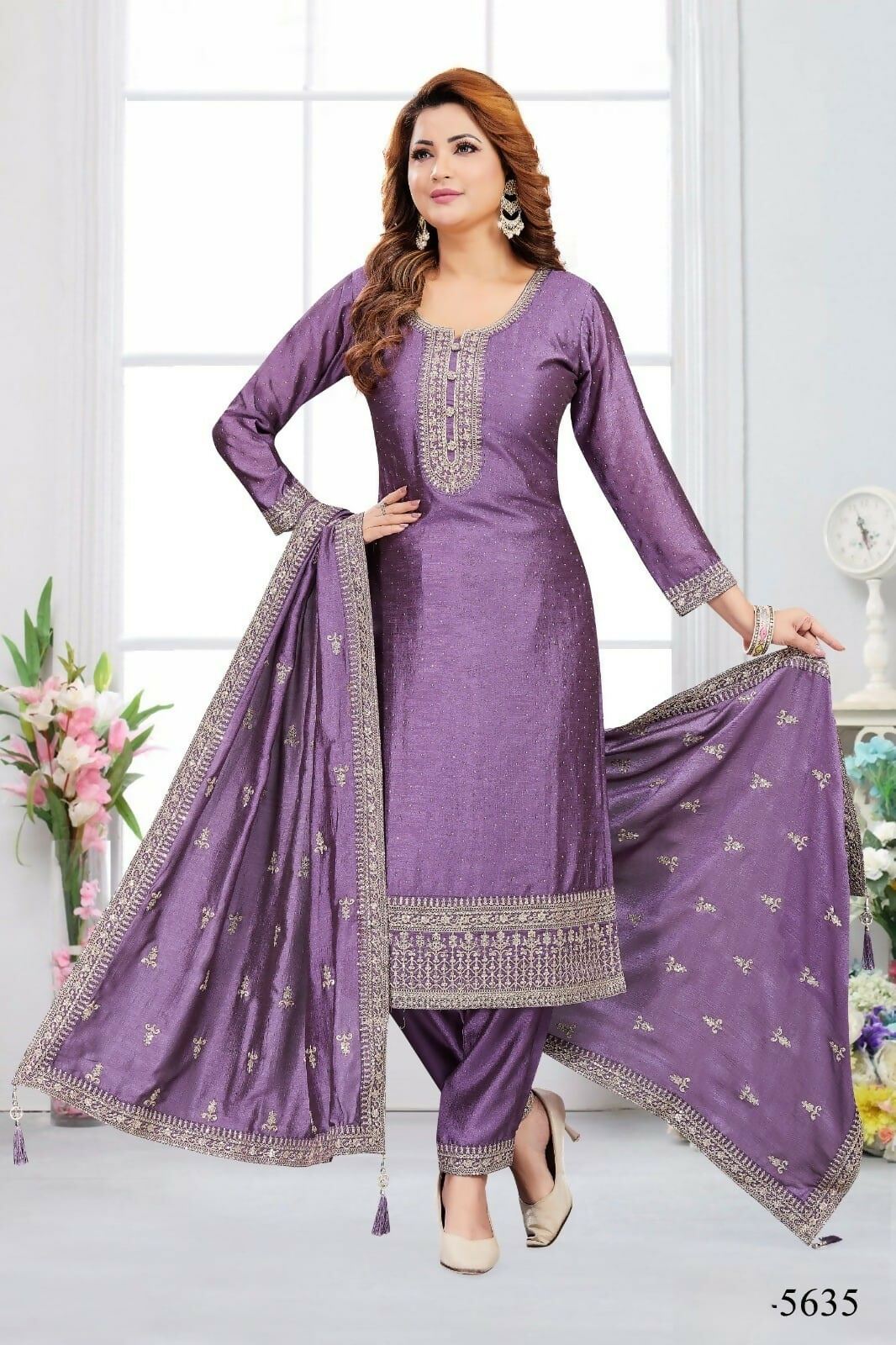 Joban Fashion Muslin Silk Lylac Color Kurta Set