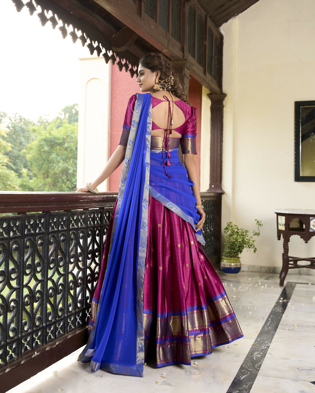 Lorenvalley Ranipink Cotton Silk Weaving Work With Paithani Concept Lehenga Choli