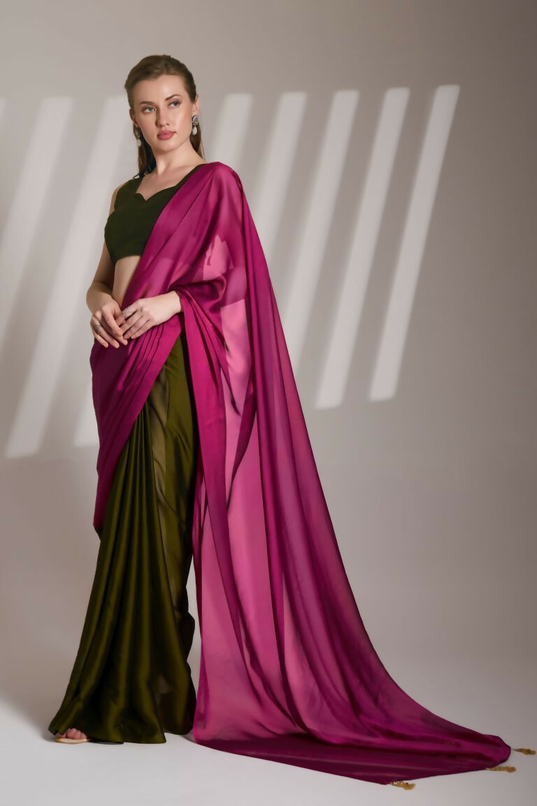 Pink Satin Rangoli Solid Fancy Designer Saree - Nafisa