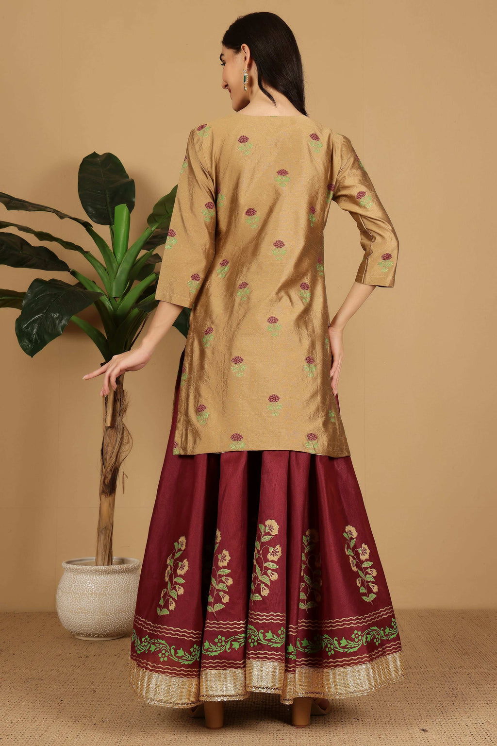 Joban Fashion Beige Silk Lehenga Set