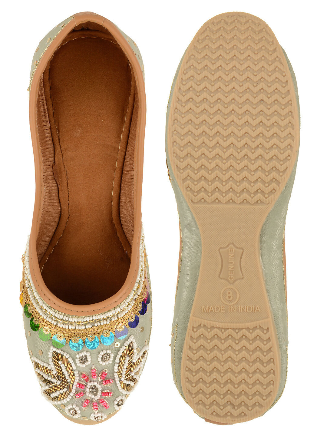 Desi Colour Women Indian Ethnic Footwear-Grey MultiColour