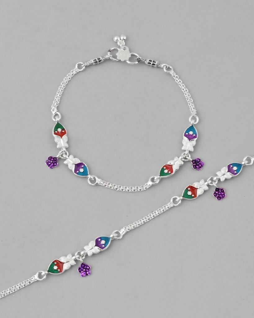 VOJ Set of 2 Mutli Color Meenakari Anklet