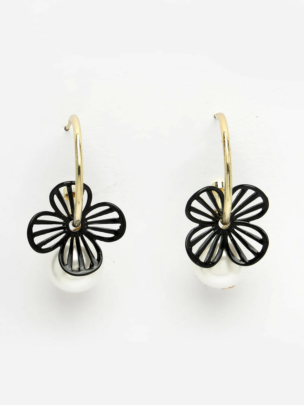 NVR Women Gold-Toned Teardrop Shaped Drop Earrings