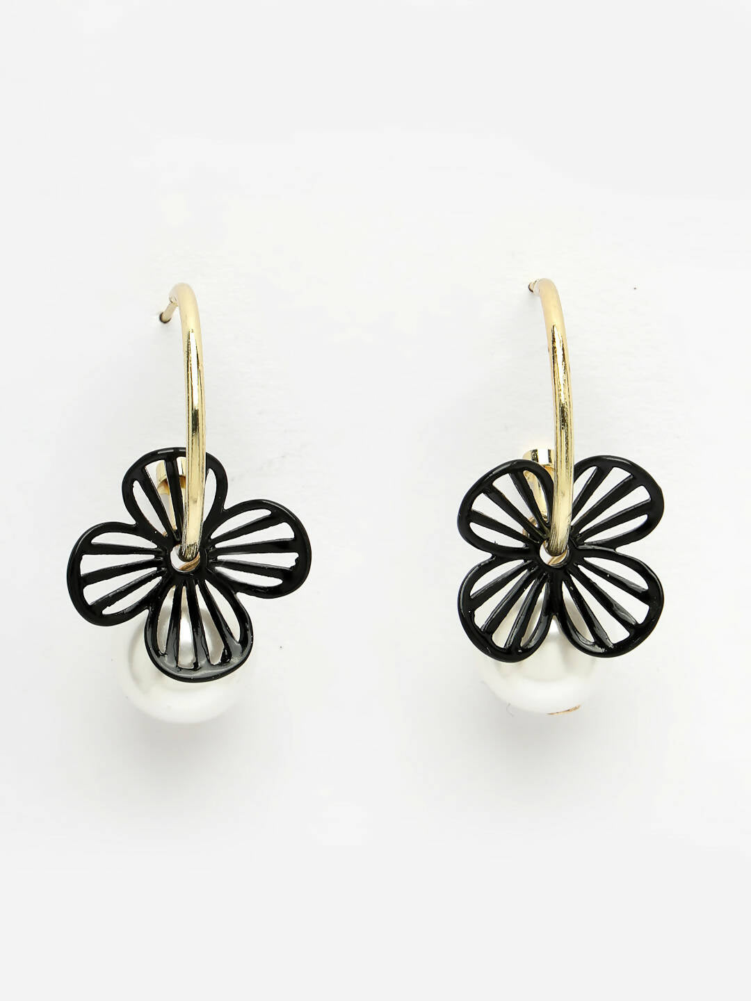 NVR Women Gold-Toned Teardrop Shaped Drop Earrings