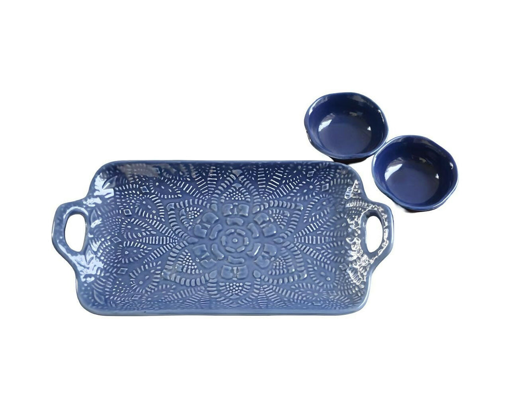 Collectibles India Flower Bloom Platter with Dip Bowls
