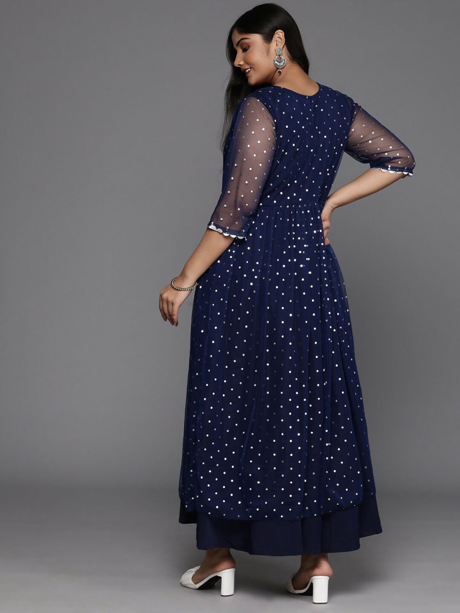 Ahalyaa Women's Traditional wear Ethnic Dress - Navy Blue