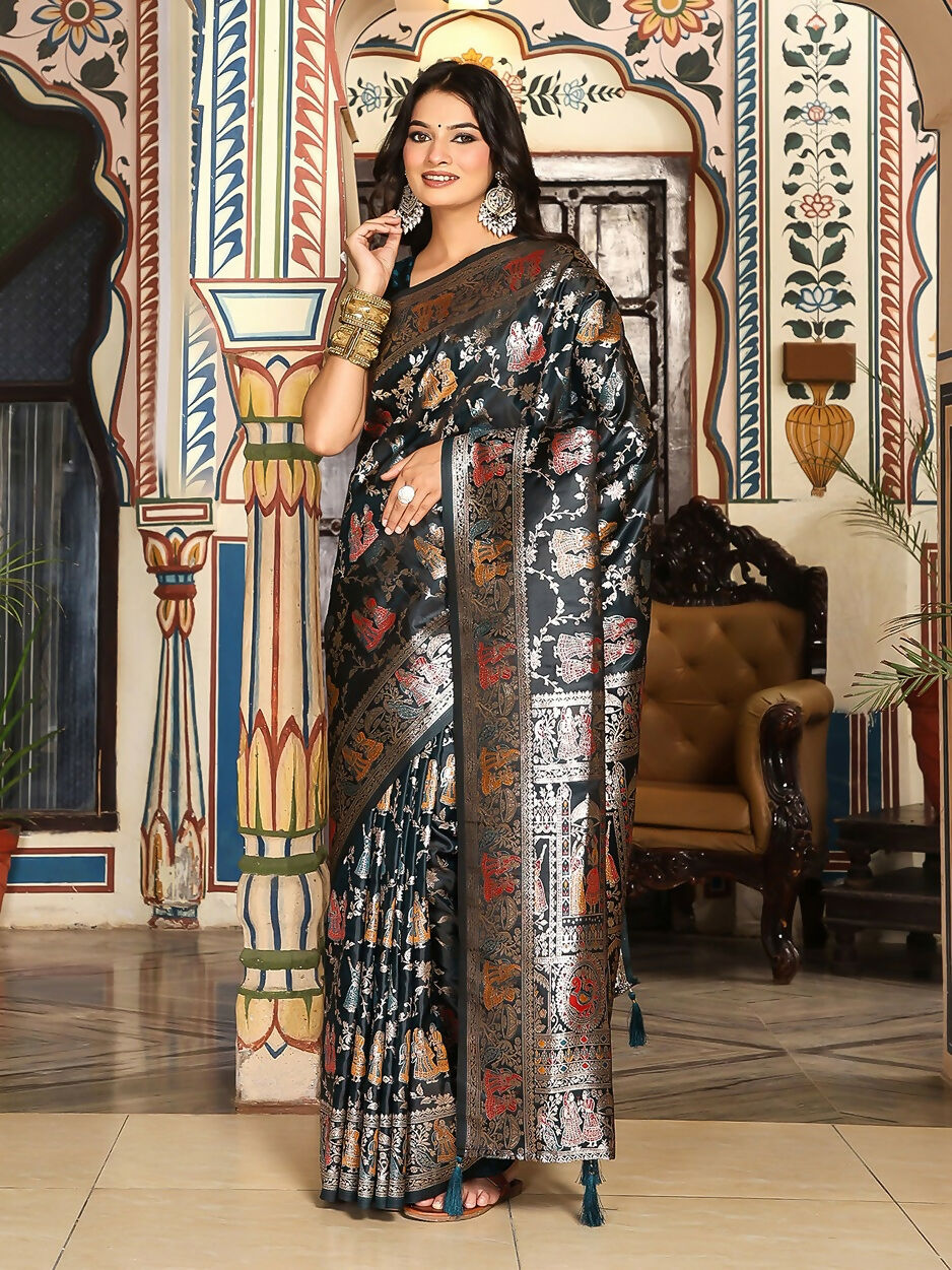 Shree Shyam Fashion Turquoise Silk Saree