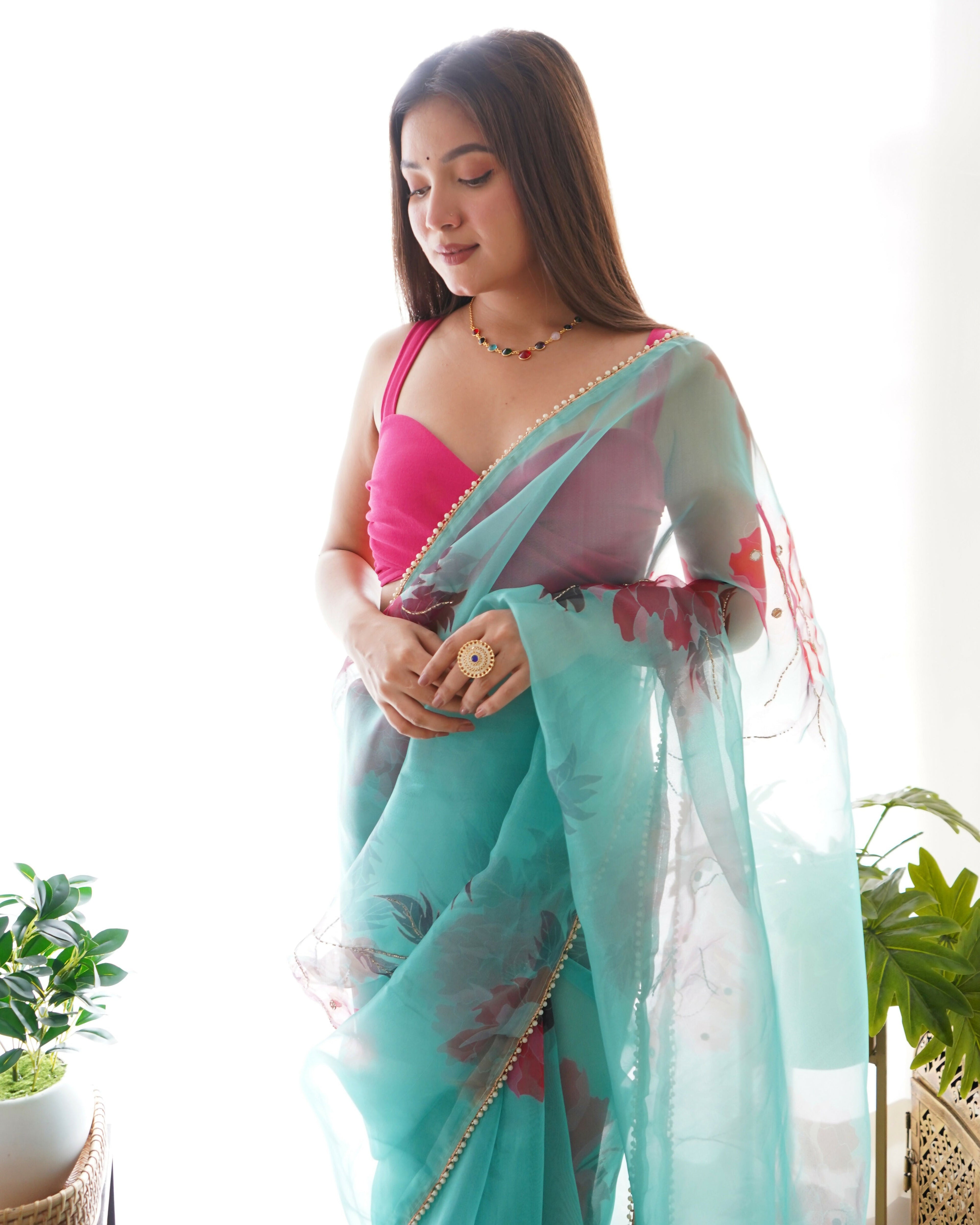 Vamsee Sabhysanchi Sky Organza Saree