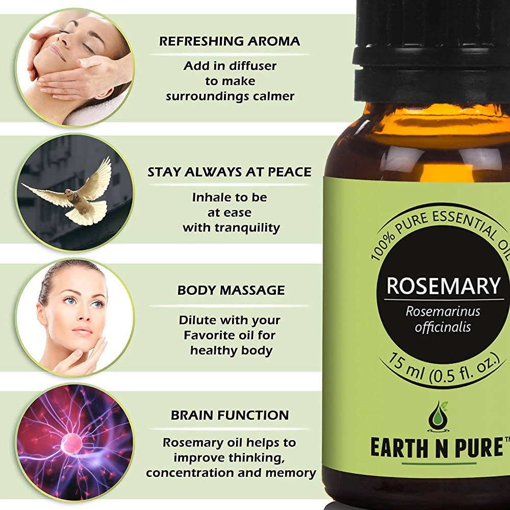 Earth N Pure Essential Oils (Rosemary, Eucalyptus, Tea Tree, Lemongrass, Peppermint & Lavender)
